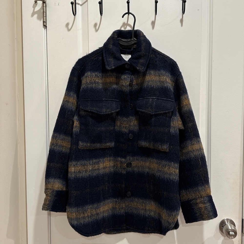 H&M Navy and Tan Textured Jacket